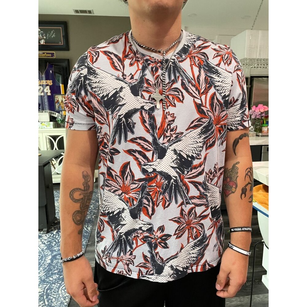 Ted Baker Men Crew Neck Short Sleeve Allover Print T-Shirt